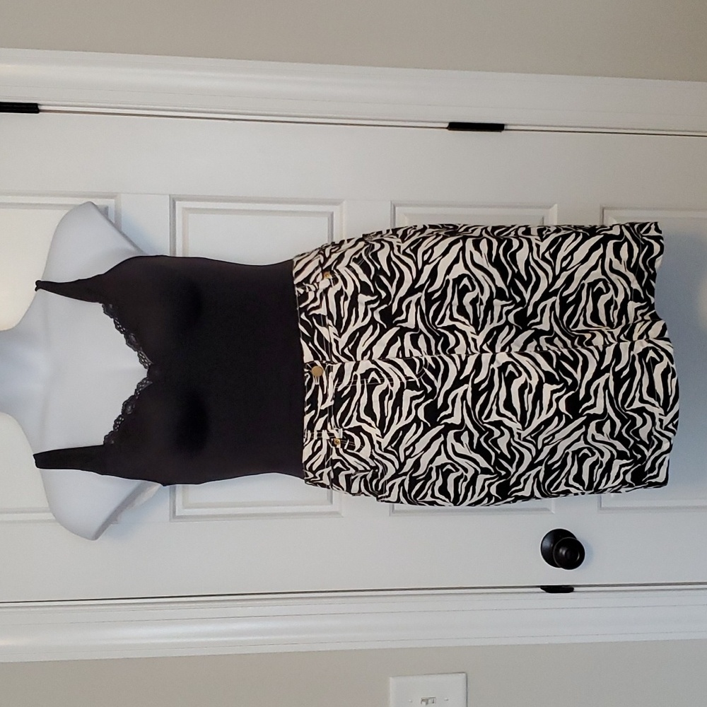Zebra print skirt sits above knee